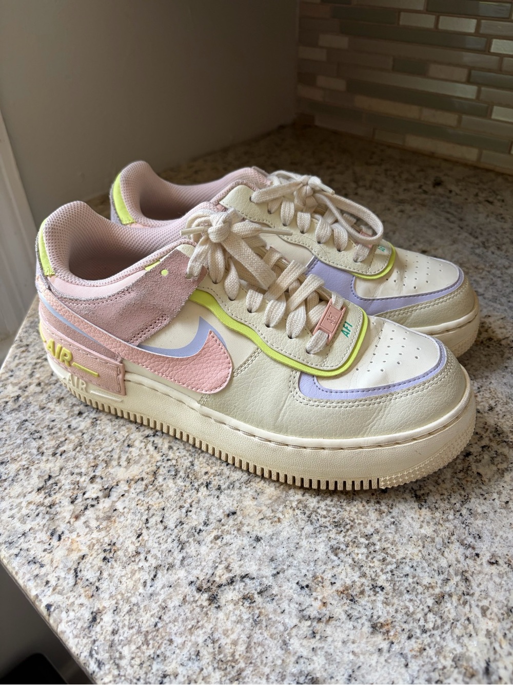 Nike Women’s Air Force 1 shadow cashmere / pale coral color way (cream, pastel)